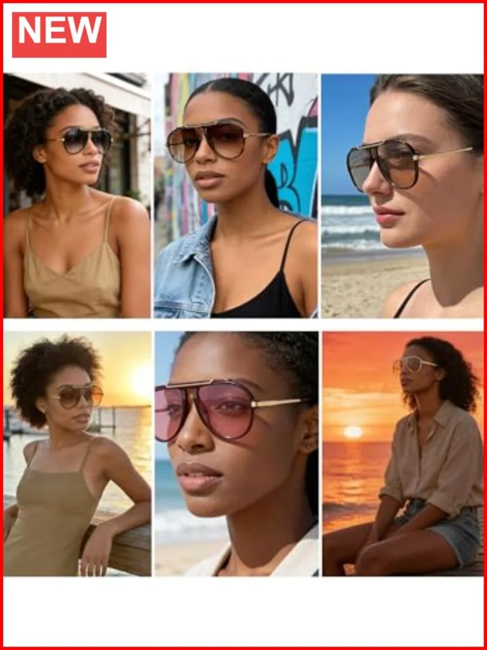 Oversized Aviator Sunglasses Retro 70s Gold Metal Unisex UV400 Protection